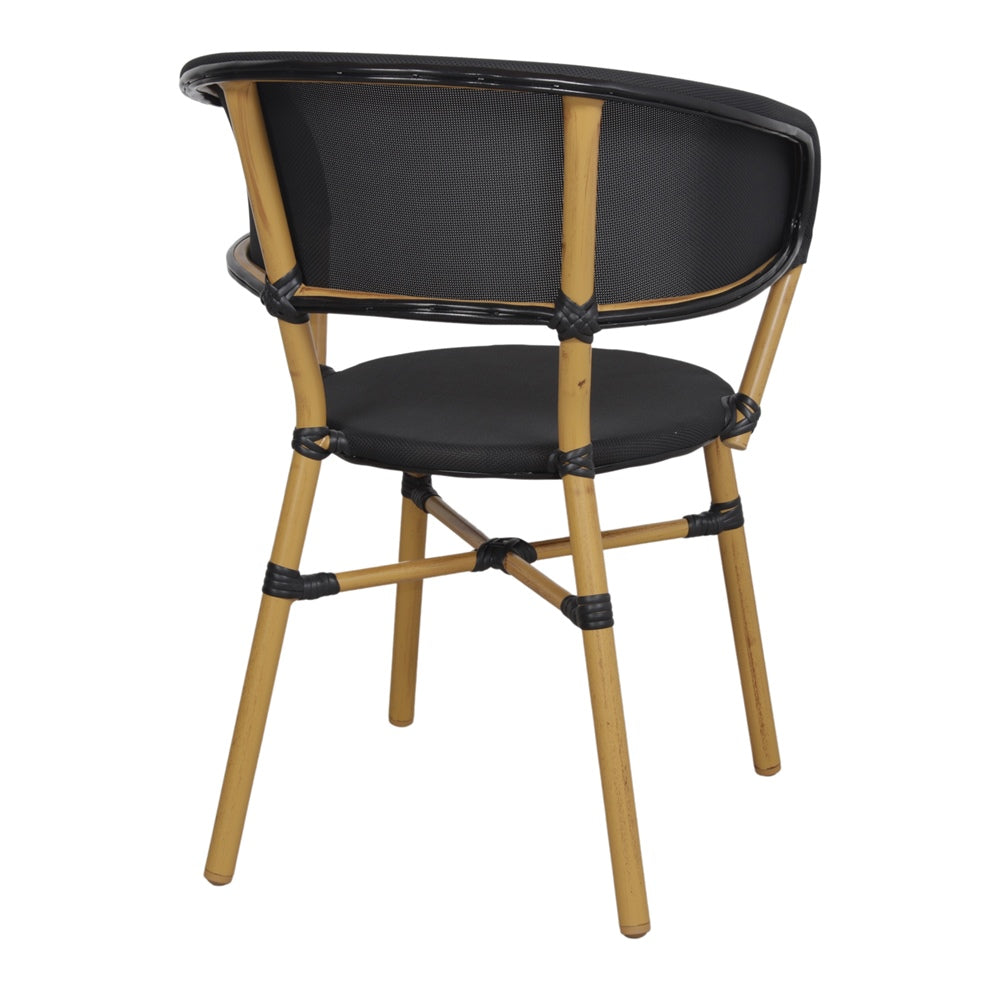 Chaise tapissée style contemporain, idéale pour brasseries et restaurants. Conçue pour un usage professionnel en intérieur.