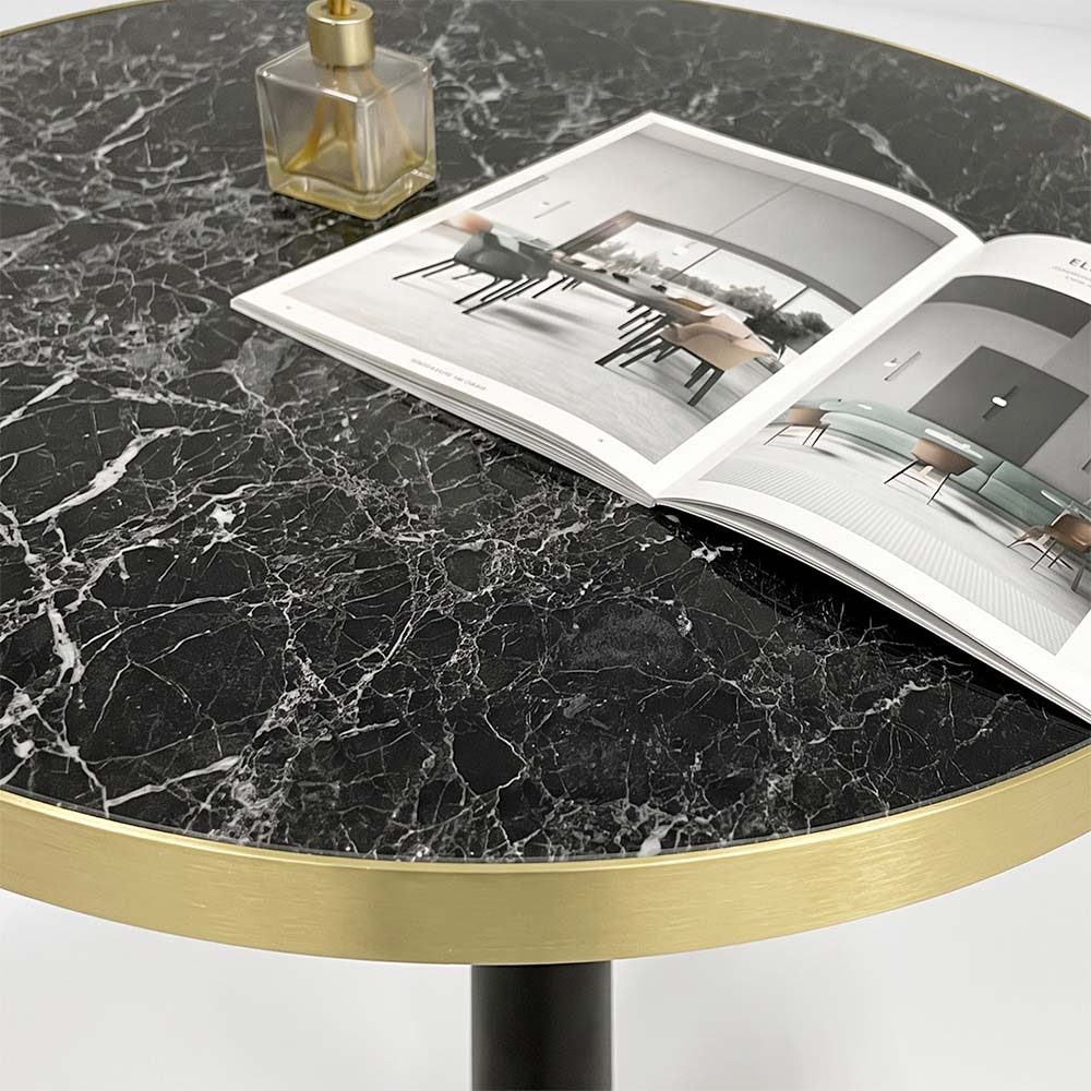 plateau de table sur mesure restaurant marbre noir brillant restootab