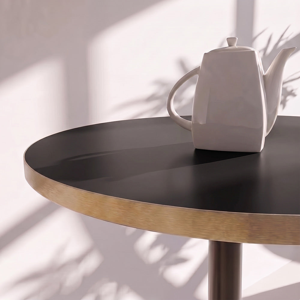 Table ronde chic Rome doré Ø120cm noir laiton