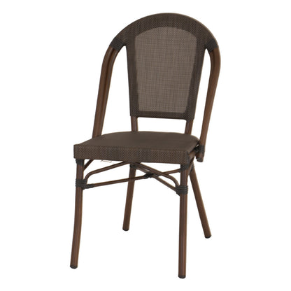 Chaise tapissée style contemporain, idéale pour brasseries et restaurants. Conçue pour un usage professionnel en intérieur.