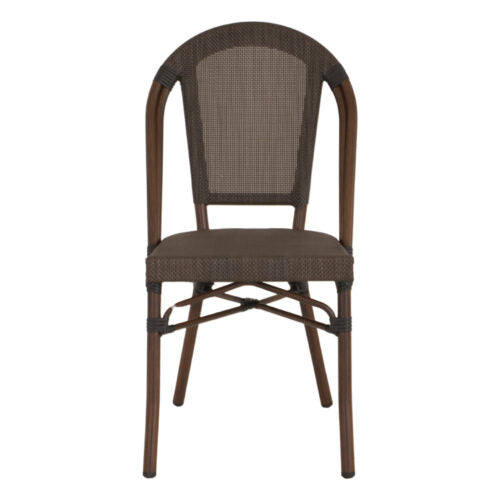Chaise tapissée style contemporain, idéale pour brasseries et restaurants. Conçue pour un usage professionnel en intérieur.