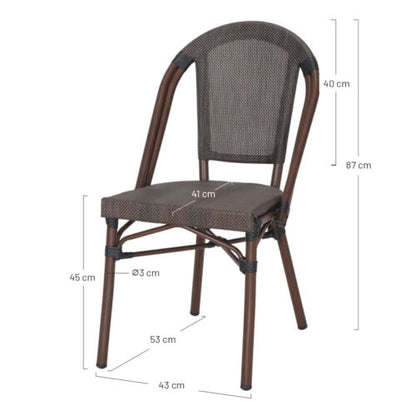 Chaise tapissée style contemporain, idéale pour brasseries et restaurants. Conçue pour un usage professionnel en intérieur.