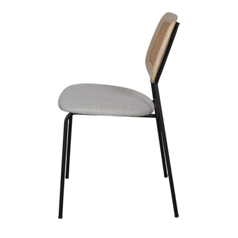 Chaise tapissée style contemporain, idéale pour brasseries et restaurants. Conçue pour un usage professionnel en intérieur.