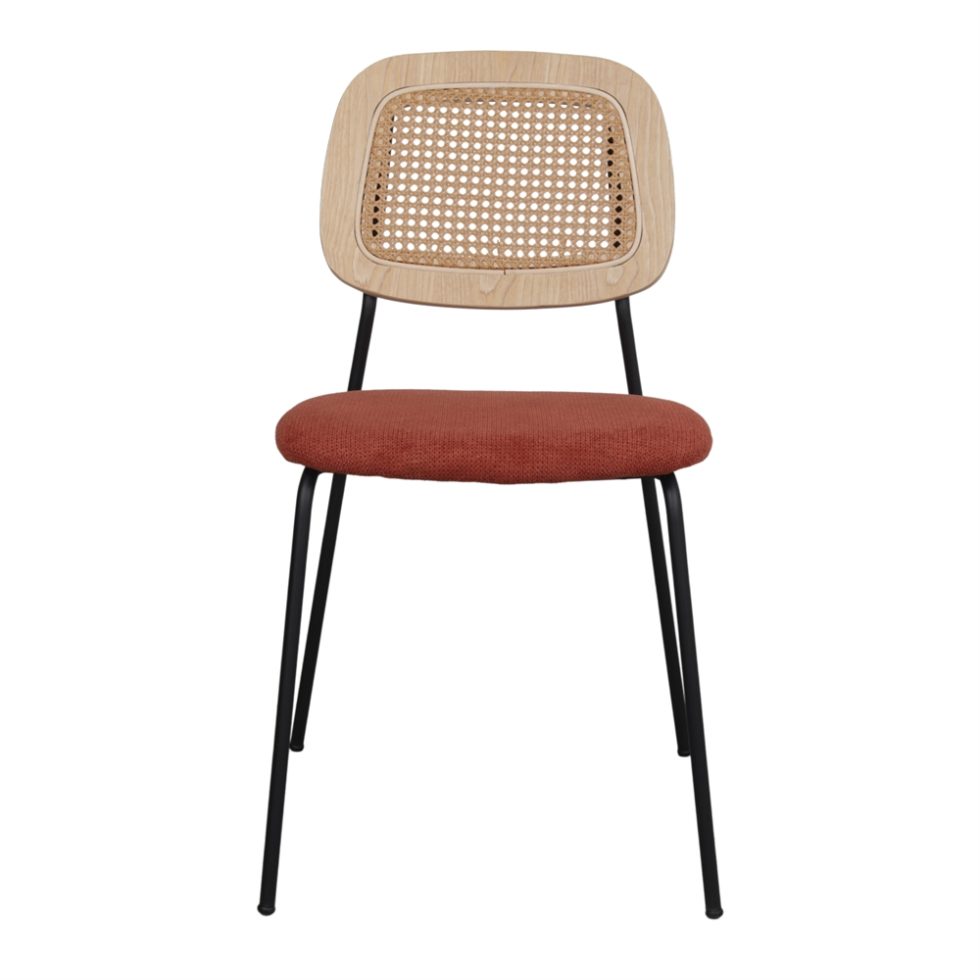 Chaise tapissée style contemporain, idéale pour brasseries et restaurants. Conçue pour un usage professionnel en intérieur.