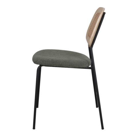 Chaise tapissée style contemporain, idéale pour brasseries et restaurants. Conçue pour un usage professionnel en intérieur.