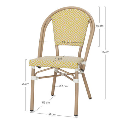 Chaise tapissée style contemporain, idéale pour brasseries et restaurants. Conçue pour un usage professionnel en intérieur.