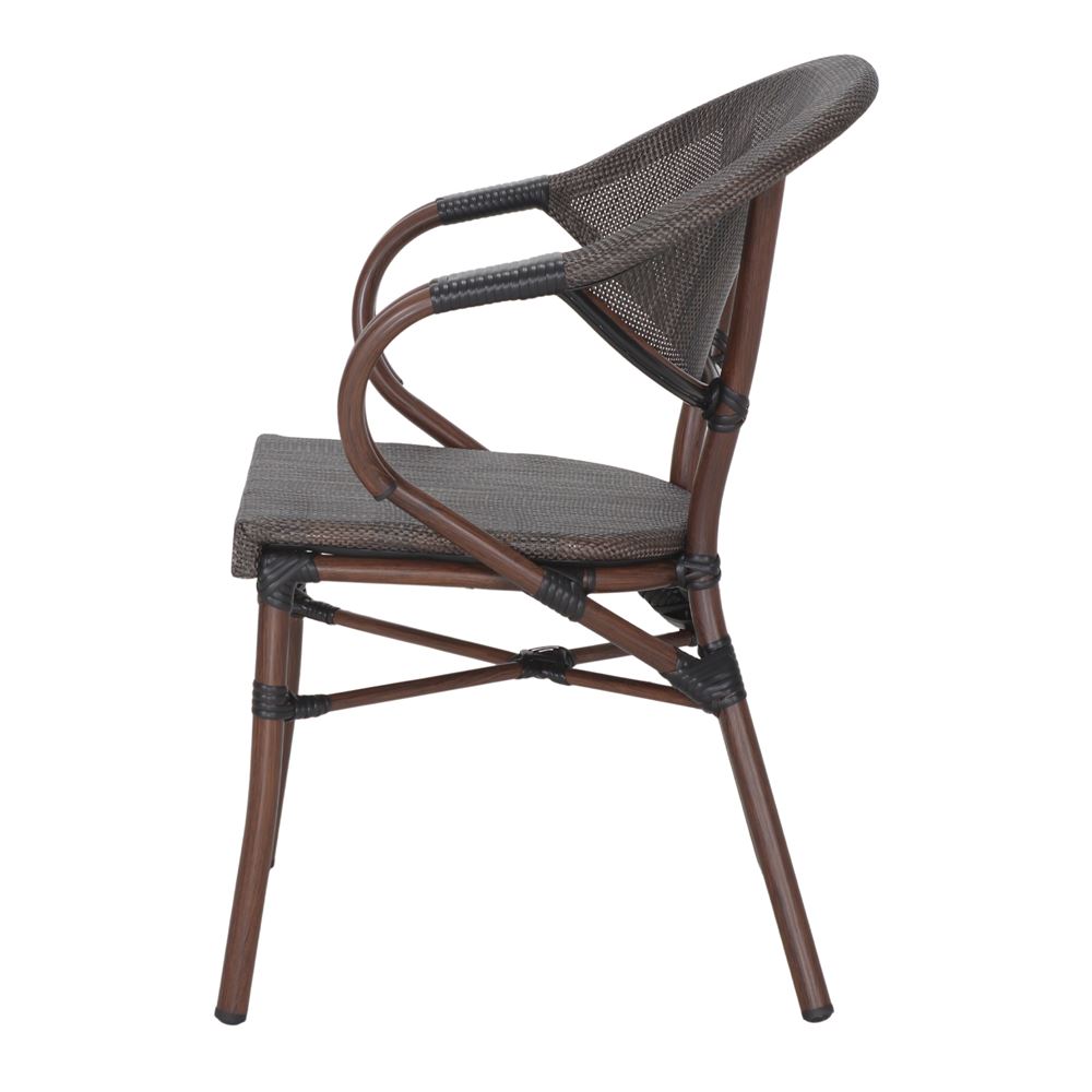 Chaise tapissée style contemporain, idéale pour brasseries et restaurants. Conçue pour un usage professionnel en intérieur.