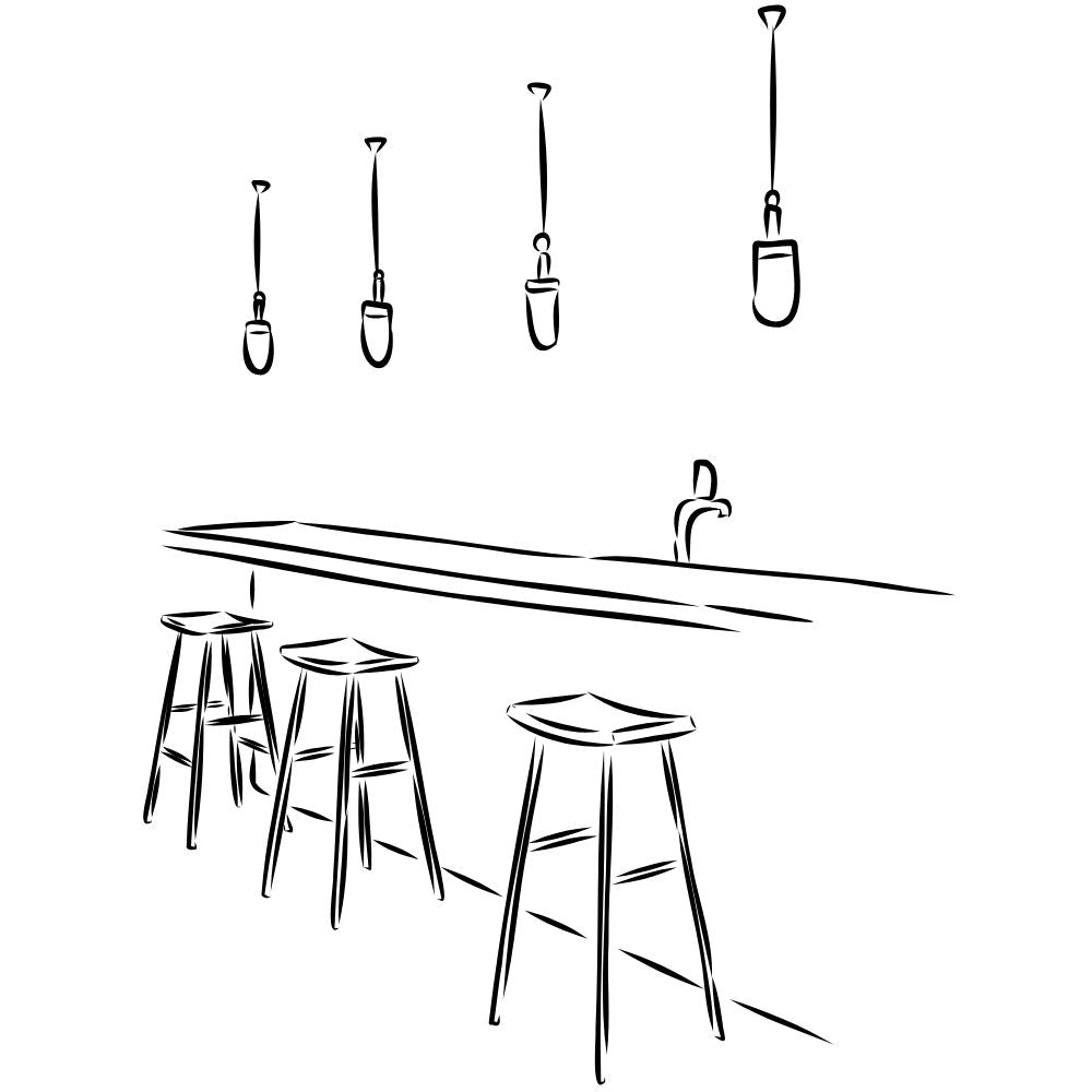 Croquis architectural d’un bar réalisé par un architecte, projet décorateurs RestooTab.