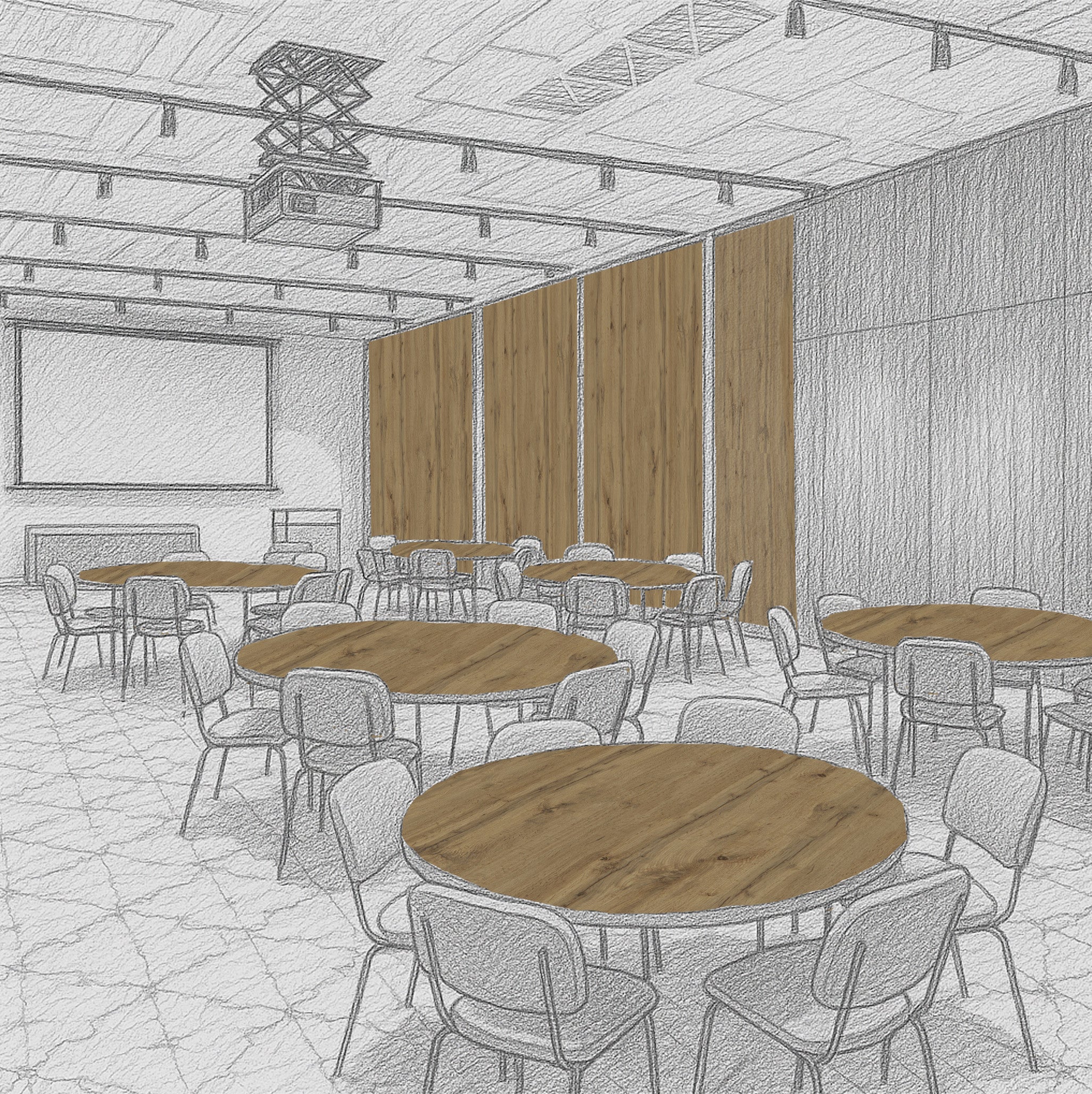 Dessin technique ou croquis préparatoire pour un projet de table sur mesure réalisé par RestooTab.
