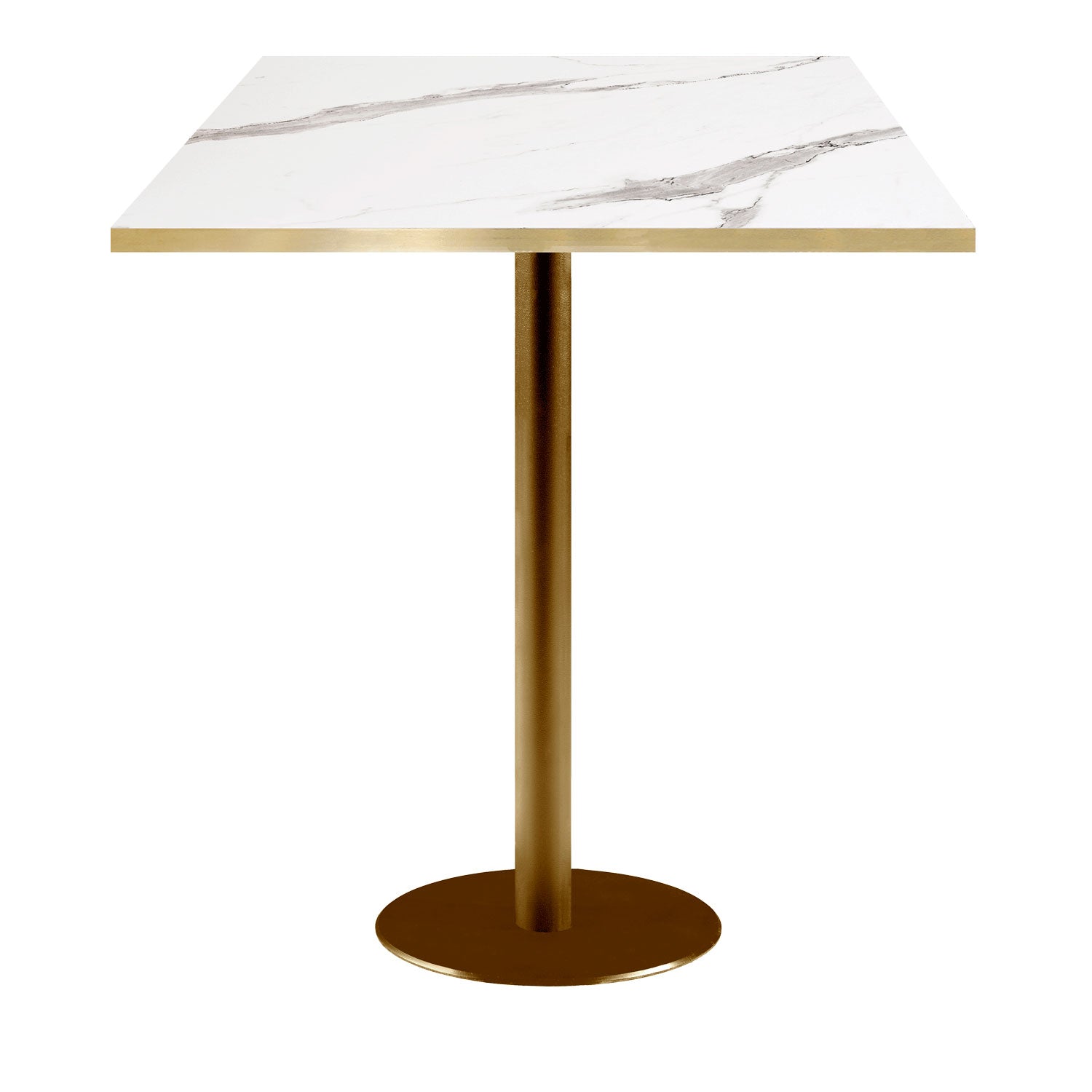 Mange-debout rome doré carré 70x70cm marbre blanc laiton