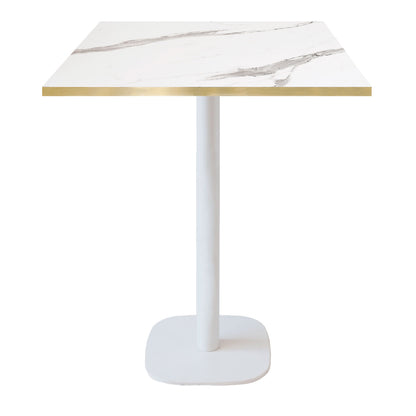 Mange-debout round blanc carré 70x70cm marbre blanc laiton