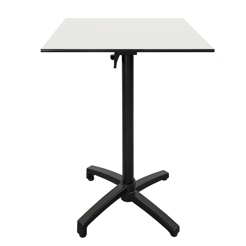 Table haute extérieure pliable pour terrasse de restaurant et mobilier CHR - Modèle diabolo décor blanc par Restootab.