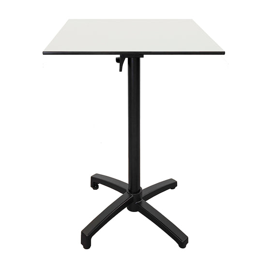 Table haute extérieure pliable pour terrasse de restaurant et mobilier CHR - Modèle diabolo décor blanc par Restootab.