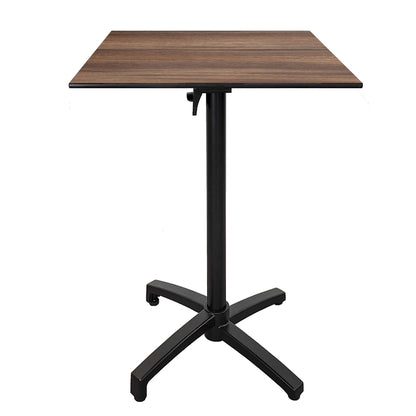 Table haute extérieure pliable pour terrasse de restaurant et mobilier CHR - Modèle diabolo décor chêne par Restootab.