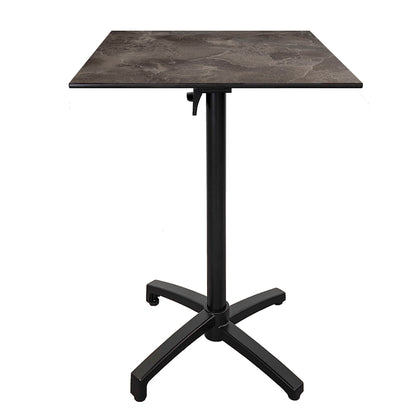 Table haute extérieure pliable pour terrasse de restaurant et mobilier CHR - Modèle diabolo décor marbre noir par Restootab.