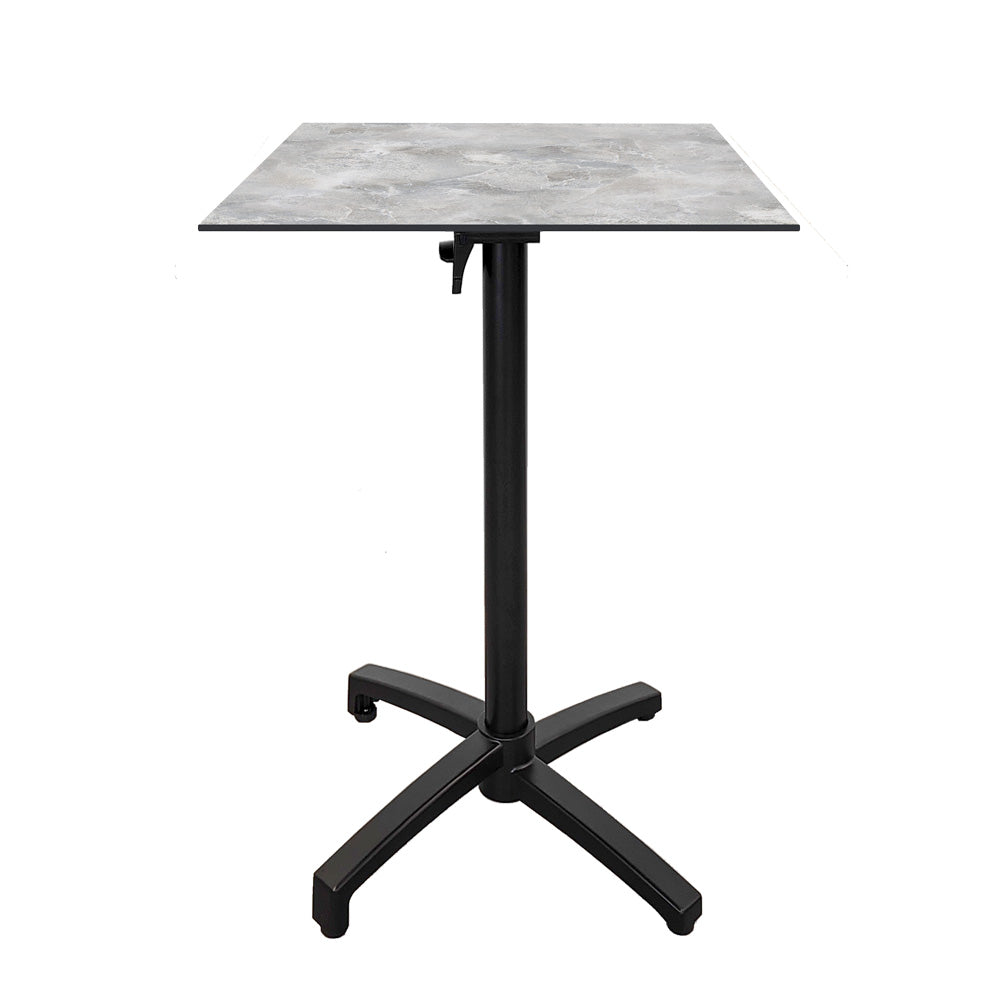 Table haute extérieure pliable pour terrasse de restaurant et mobilier CHR - Modèle diabolo décor marbre par Restootab.