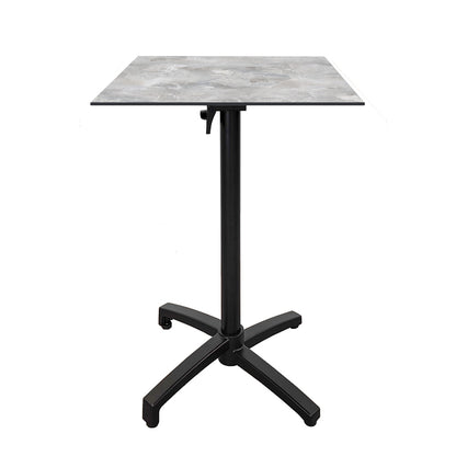 Table haute extérieure pliable pour terrasse de restaurant et mobilier CHR - Modèle diabolo décor marbre par Restootab.