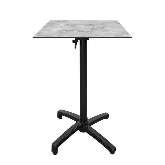 Table haute extérieure pliable pour terrasse de restaurant et mobilier CHR - Modèle diabolo décor marbre par Restootab.