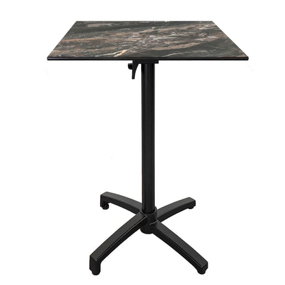Table haute extérieure pliable pour terrasse de restaurant et mobilier CHR - Modèle diabolo décor marbre royale par Restootab.