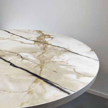 plateau de table sur mesure décor marbre Calcuta pour restaurant Restootab