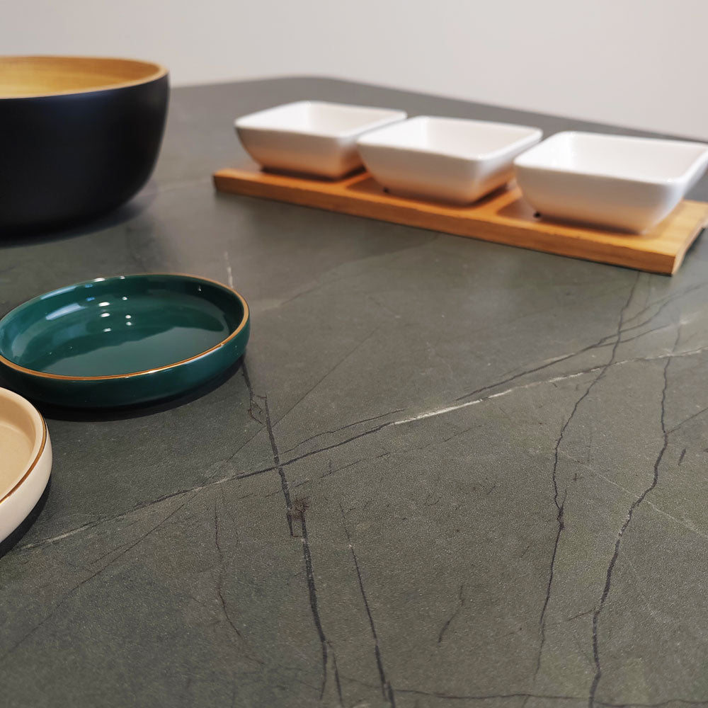 plateau de table sur mesure décor marbre jade