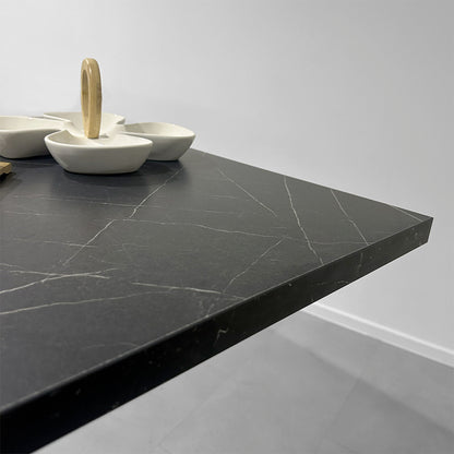 plateau de table sur mesure décor marbre noir