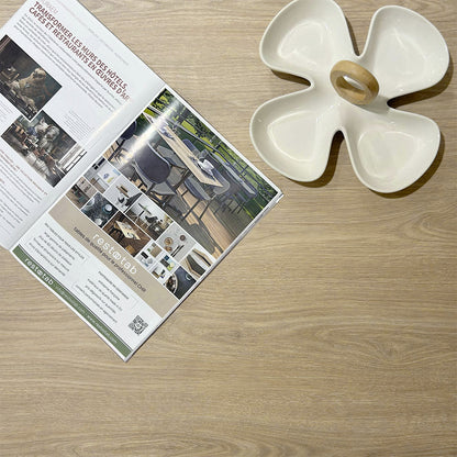 plateau de table sur mesure décor chêne dolomite pour restaurant Restootab