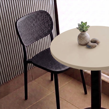 plateau de table sur mesure décor unis beige pour restaurant bar et bistrot  avec pied de table noir.