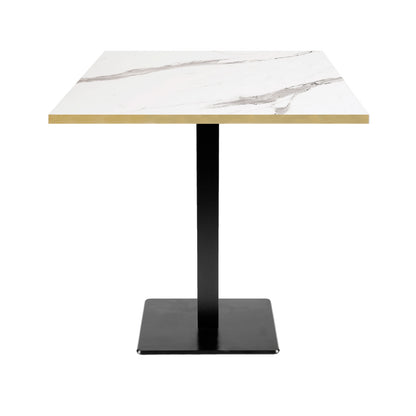 Table de restaurant milan carrée 70x70cm marbre blanc laiton