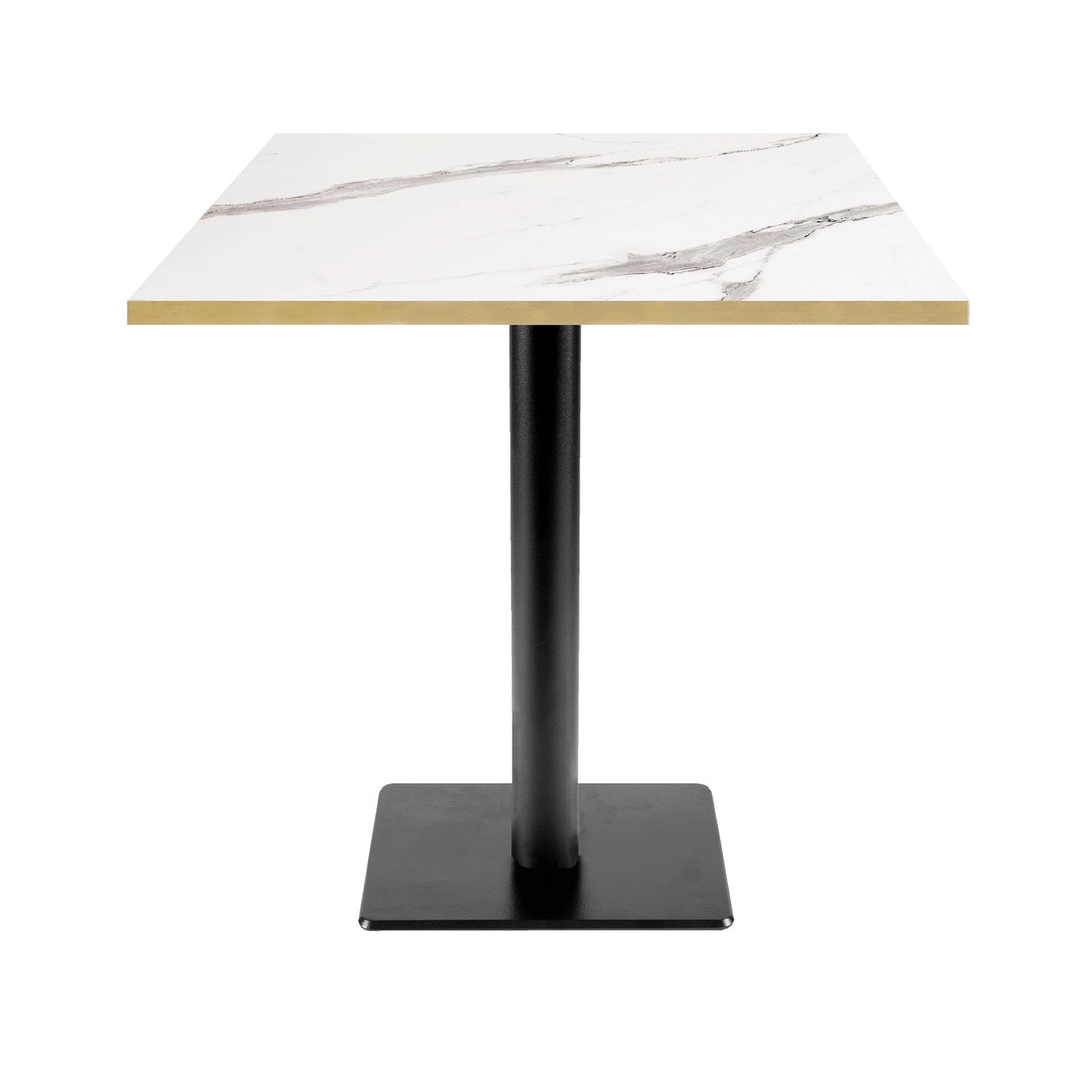 Table de restaurant milan carrée 70x70cm marbre blanc laiton