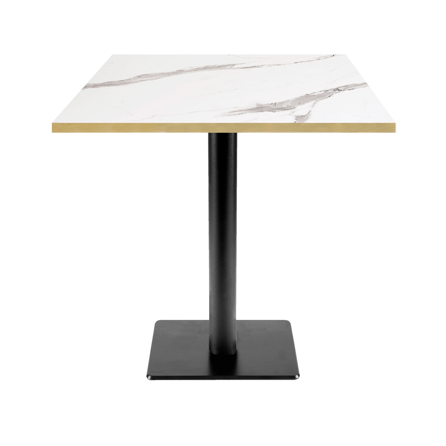 Table de restaurant milan carrée 70x70cm marbre blanc laiton