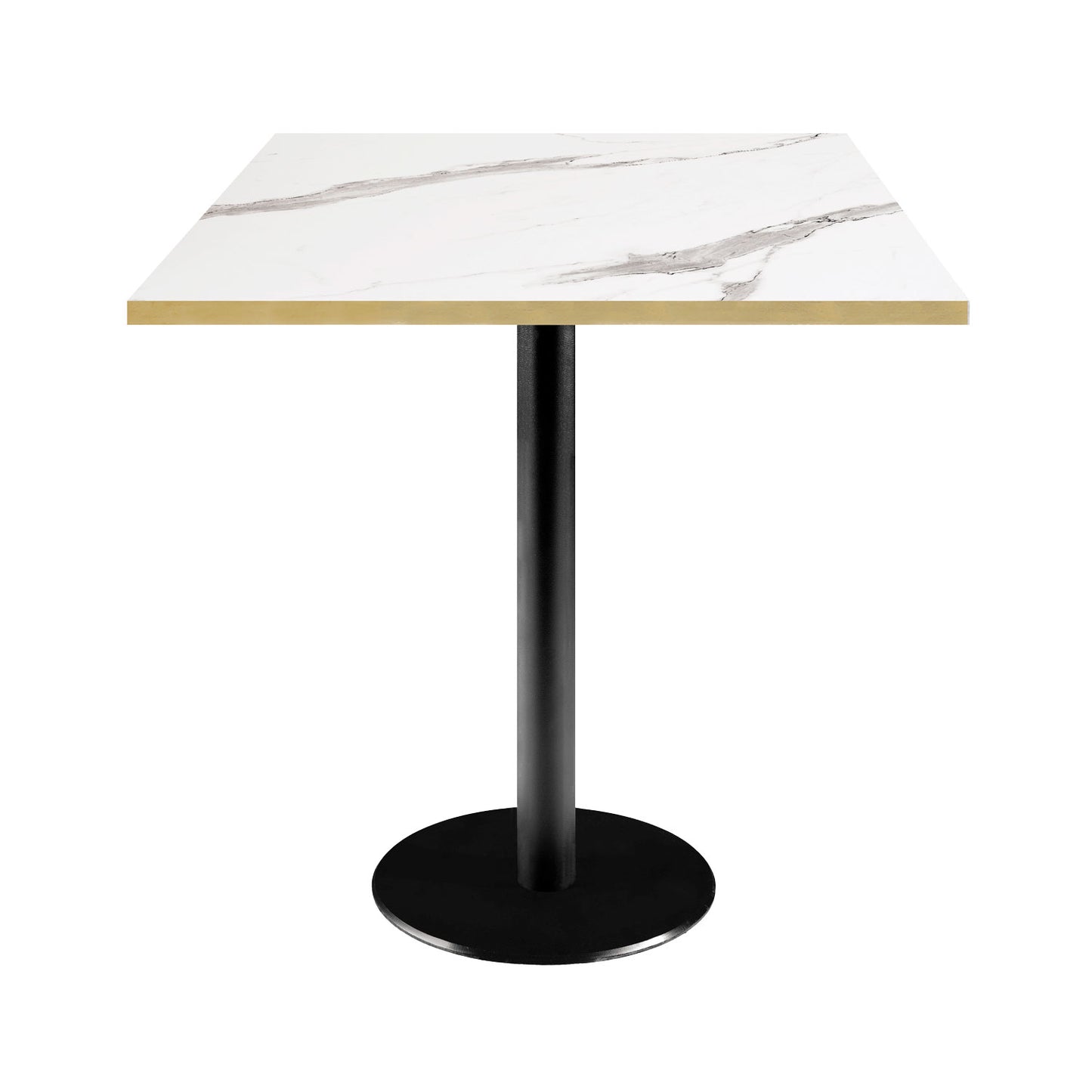 Table de restaurant rome carrée 70x70cm marbre blanc laiton