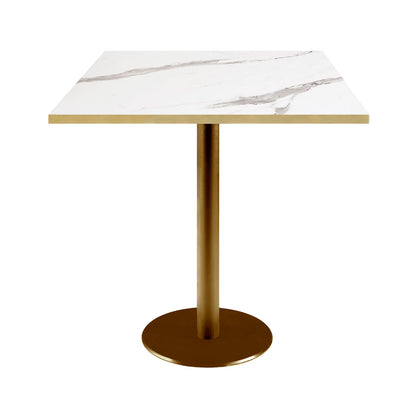 Table de restaurant rome doré carrée 70x70cm marbre blanc laiton