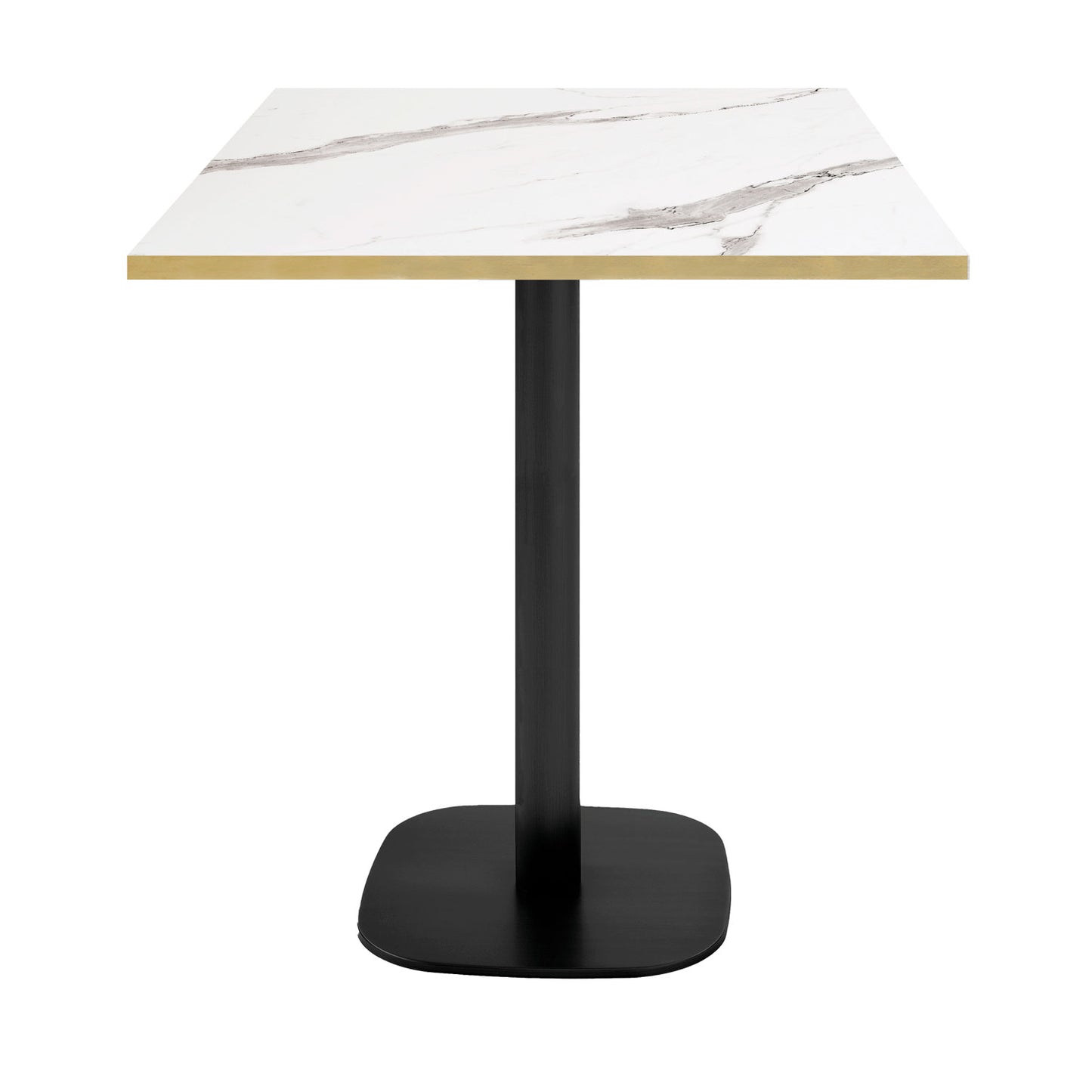 Mange-debout hauteur snack round carré 70x70cm marbre blanc laiton