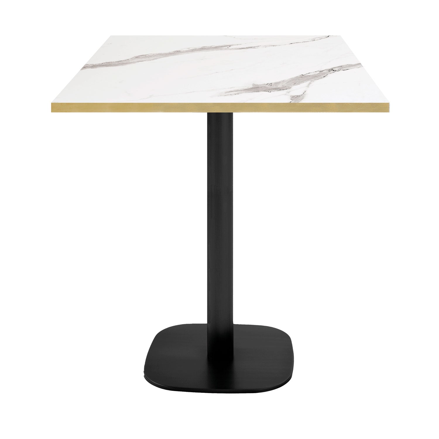 Mange-debout hauteur snack round carré 70x70cm marbre blanc laiton