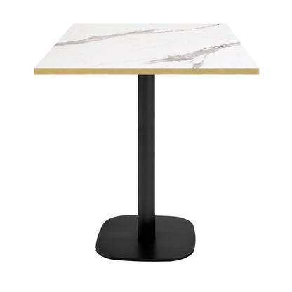 Mange-debout hauteur snack round carré 70x70cm marbre blanc laiton