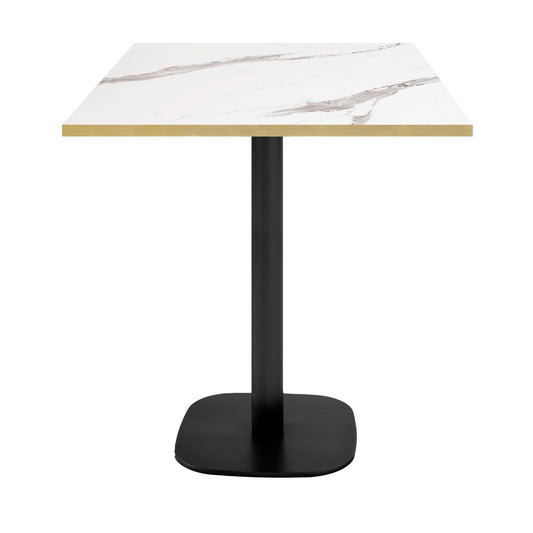 Mange-debout hauteur snack round carré 70x70cm marbre blanc laiton