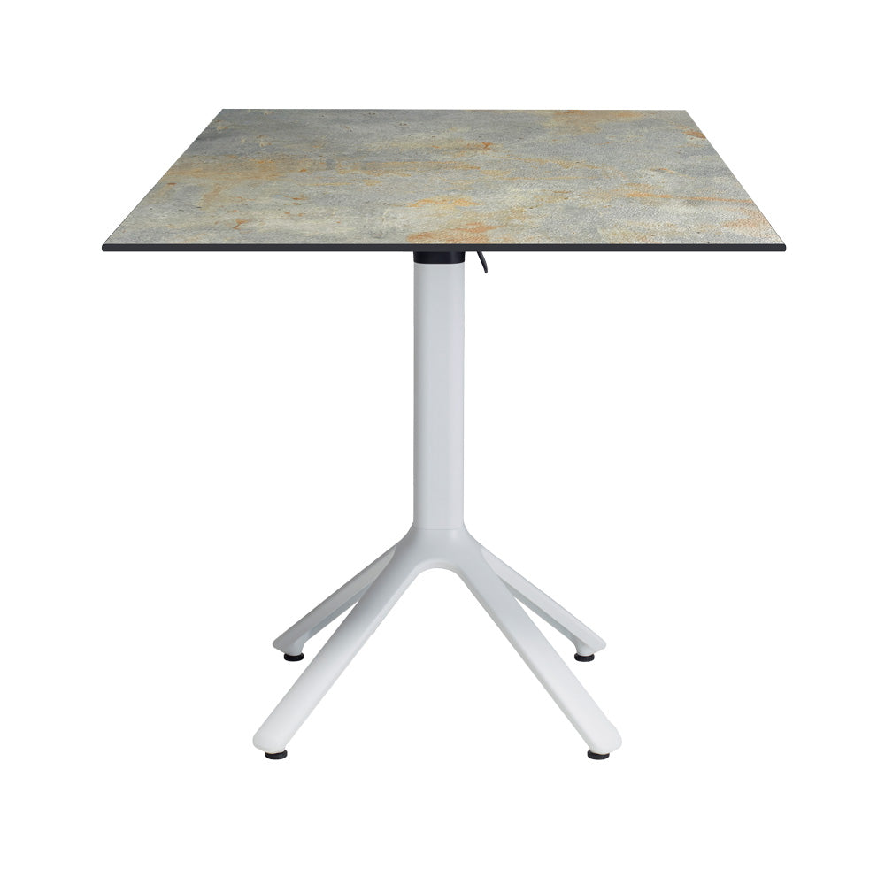 table de terrasse carré promotion destockage pliable nemo blanc 79x79cm gris rouille RestooTab