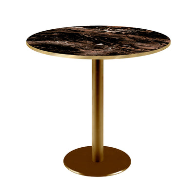 Table bistrot ronde Rome doré Ø70cm capuccino brillant