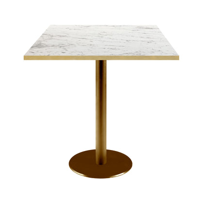 Table de restaurant rome doré carrée 70x70cm marbre calacatta laiton