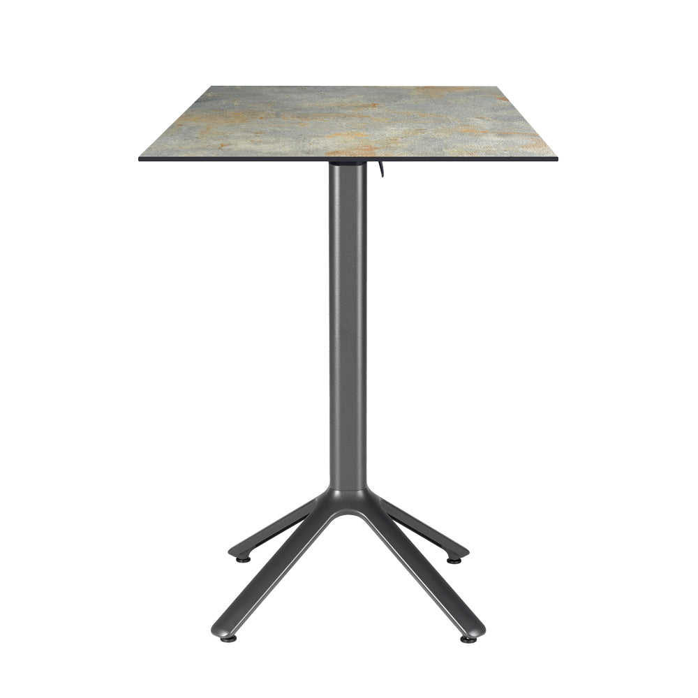 table mange debout terrasse pliable nemo noir 60x60cm gris rouille RestooTab