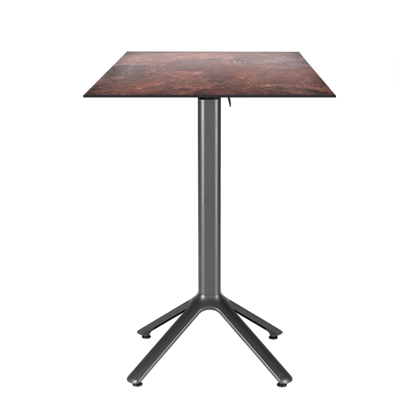 table mange debout terrasse pliable nemo noir 60x60cm rouille roc RestooTab