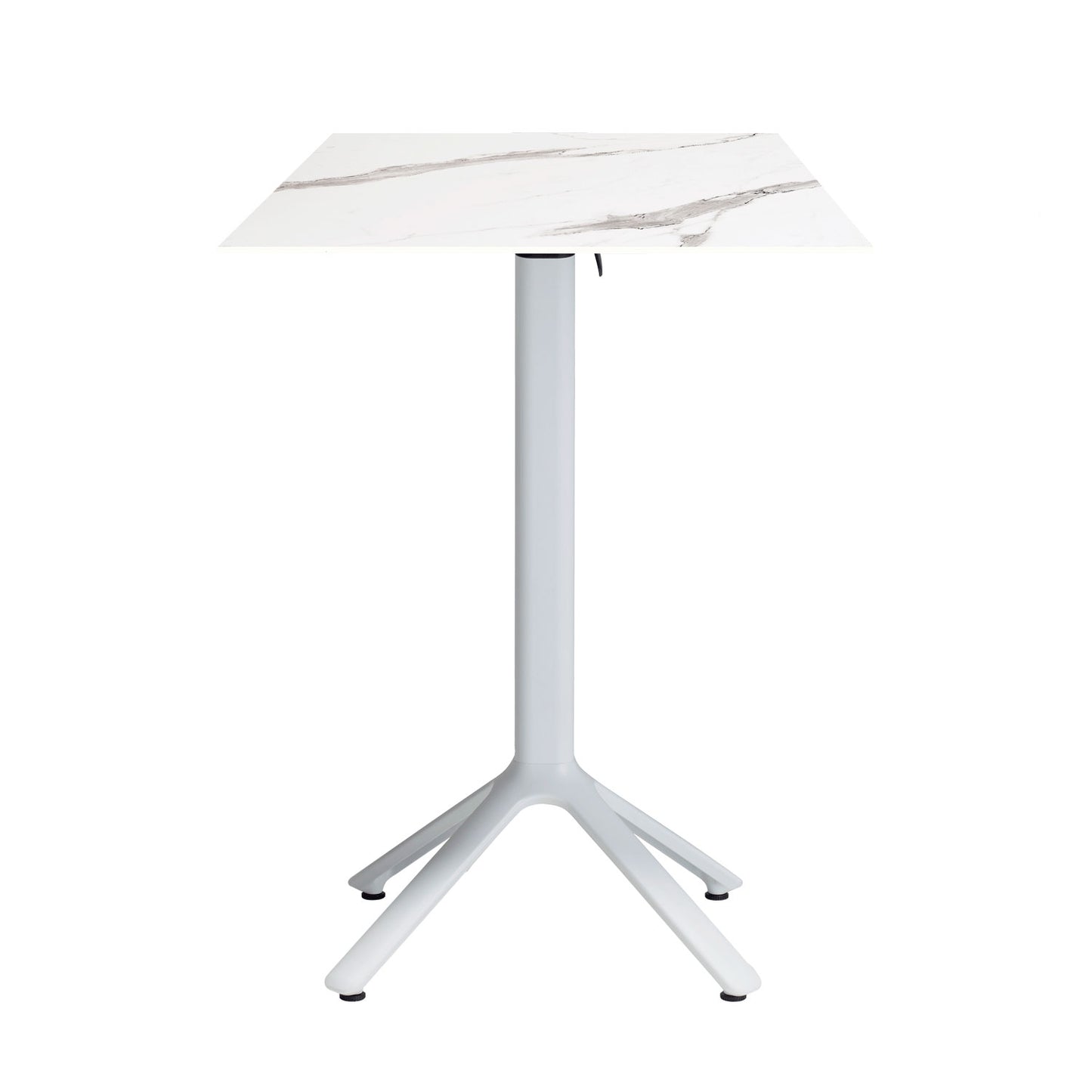 table mange debout terrasse pliable nemo blanc 60x60cm marbre blanc ame blanche RestooTab