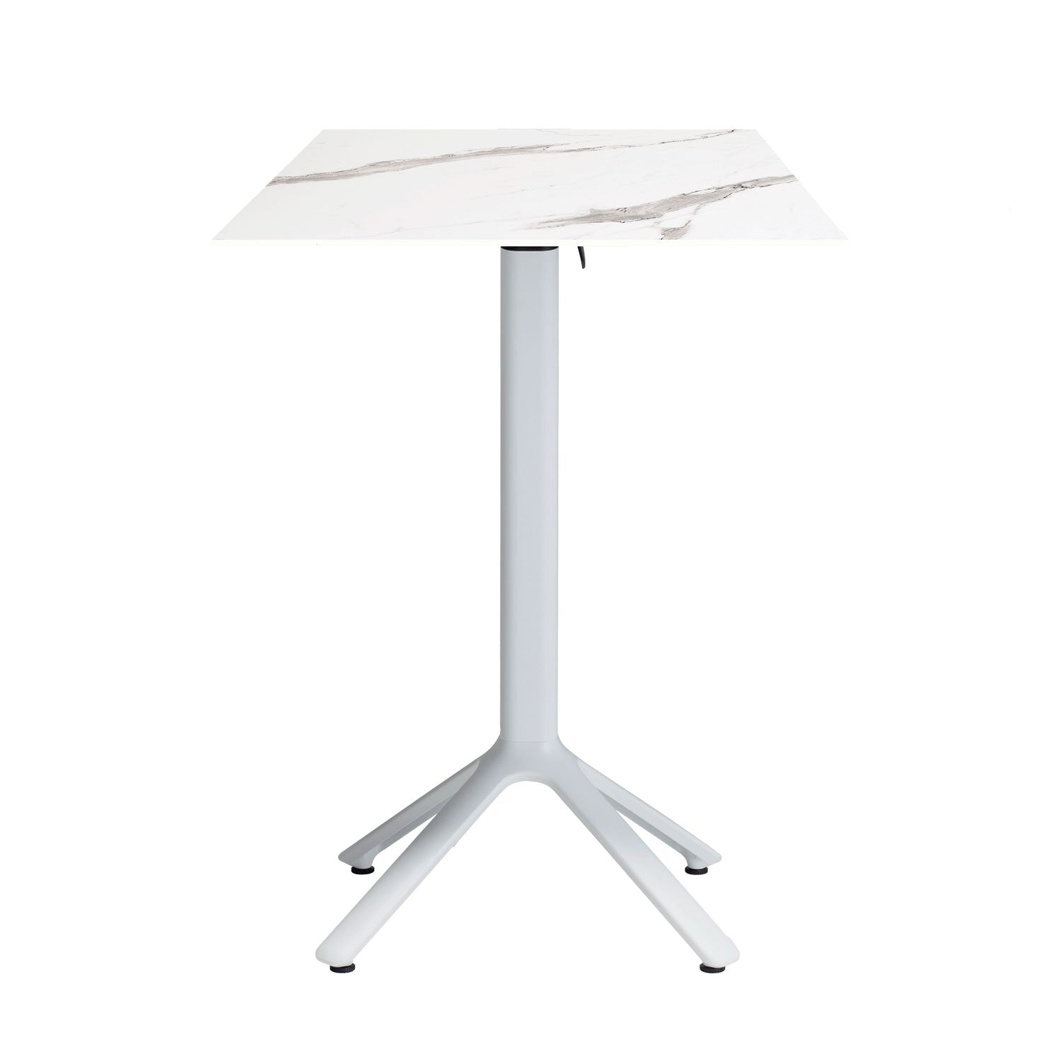 table mange debout terrasse pliable nemo blanc 60x60cm marbre blanc ame blanche RestooTab