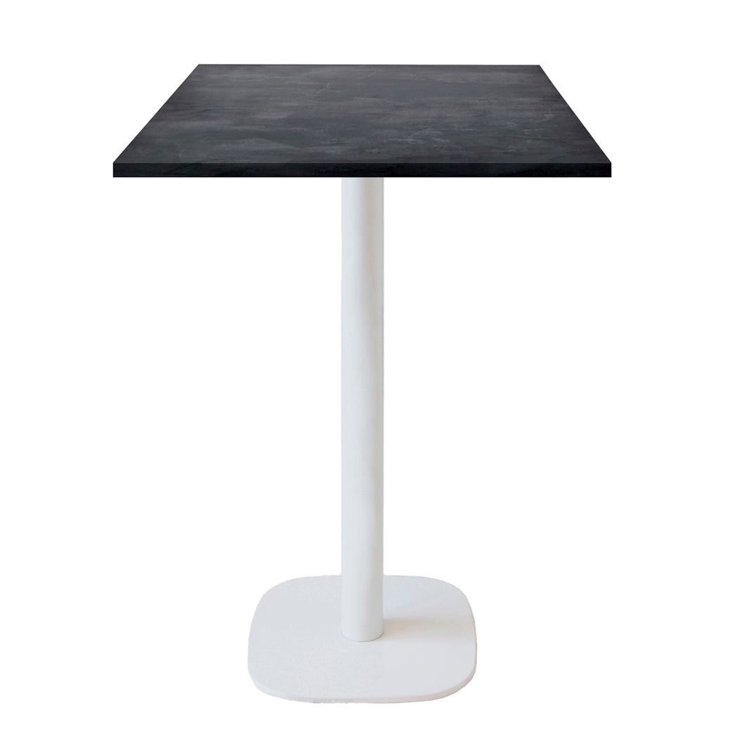 Mange-debout round blanc carré 60x60cm ardoise metallisee