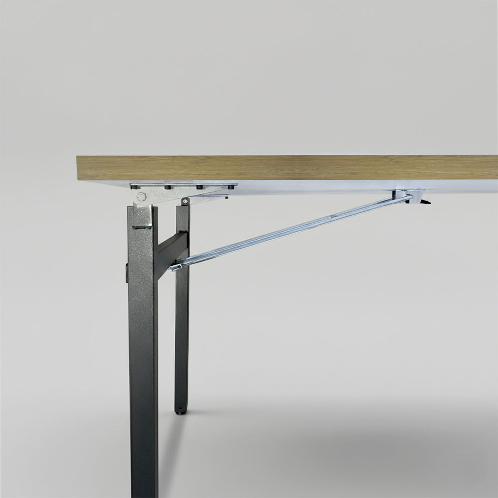 Table rectangulaire pliante d'intérieur pour restaurant et hôtel, structure en acier et plateau en bois aggloméré. décor chêne dolomite