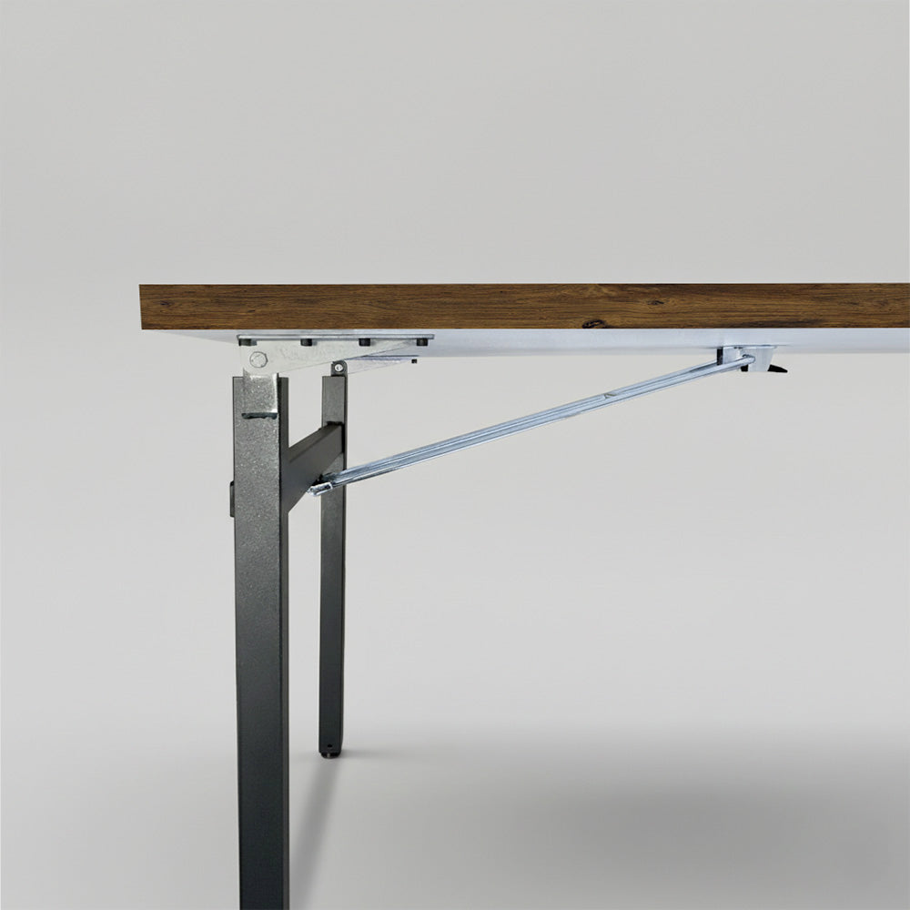 Table rectangulaire pliante d'intérieur pour restaurant et hôtel, structure en acier et plateau en bois aggloméré. décor chêne hunton