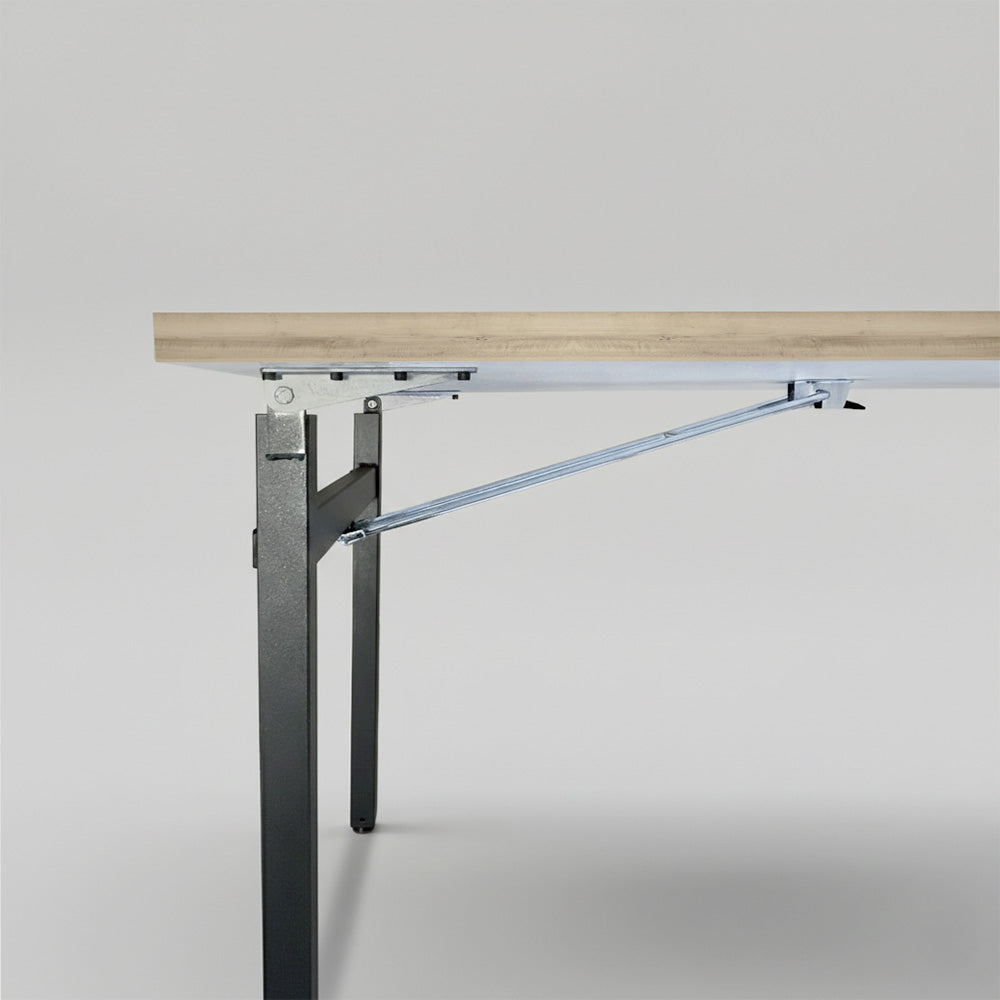 Table rectangulaire pliante d'intérieur pour restaurant et hôtel, structure en acier et plateau en bois aggloméré. décor chêne Kanaka