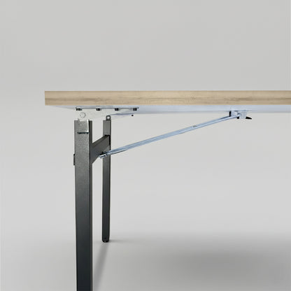 Table rectangulaire pliante d'intérieur pour restaurant et hôtel, structure en acier et plateau en bois aggloméré. décor chêne Kanaka