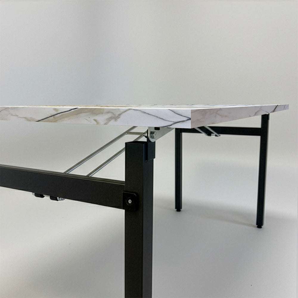 Table rectangulaire pliante d'intérieur pour restaurant et hôtel, structure en acier et plateau en bois aggloméré. décor chêne Calcutta
